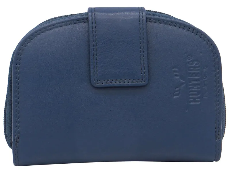 Geldbörse Portemonnaie für Damen blau Rindsleder mit RFID Schutz LW009