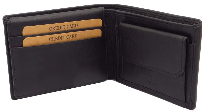Geldbörse für Herren schwarz Rindsleder Querformat mit RFID Diebstahlschutz MW-237-SNDM