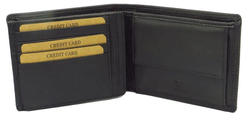 Geldbörse für Herren schwarz Rindsleder Querformat mit RFID Diebstahlschutz MW-175-SNDM