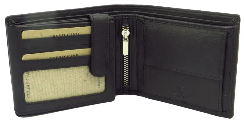 Geldbörse für Herren schwarz Rindsleder Querformat mit RFID Diebstahlschutz MW-287-SNDM