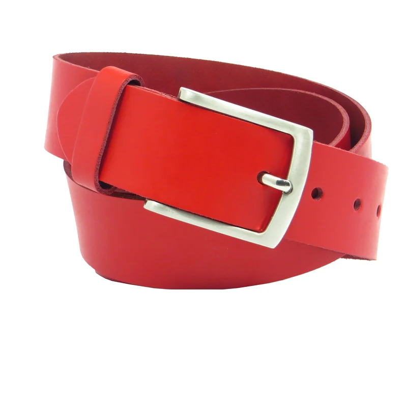 Ledergürtel 4 cm breit rot aus feinem Rindsleder