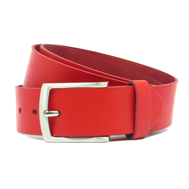 Ledergürtel 4 cm breit rot aus feinem Rindsleder