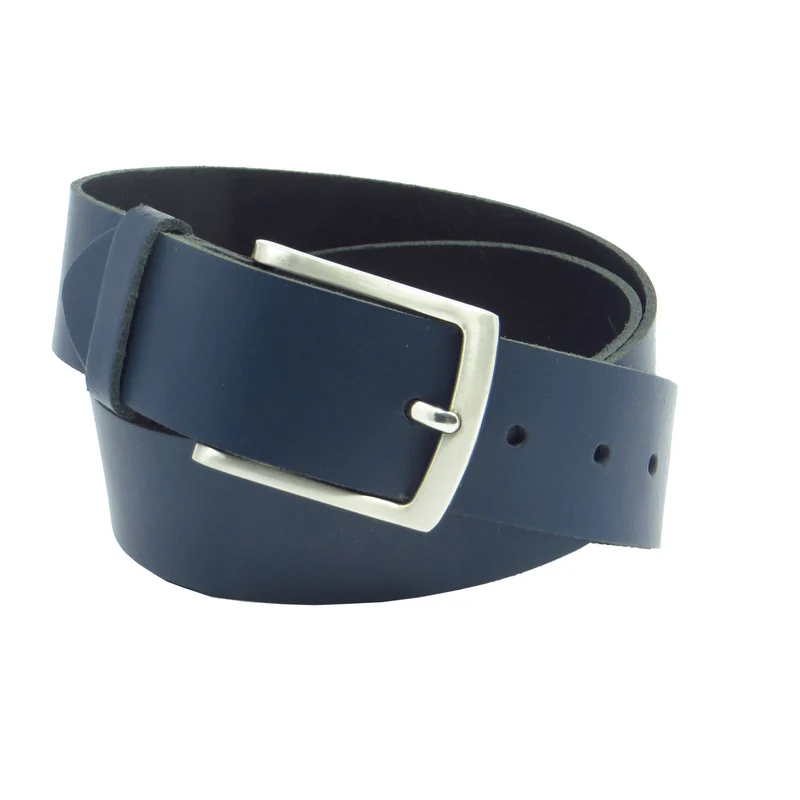 Ledergürtel 4 cm breit dunkelblau aus feinem Rindsleder