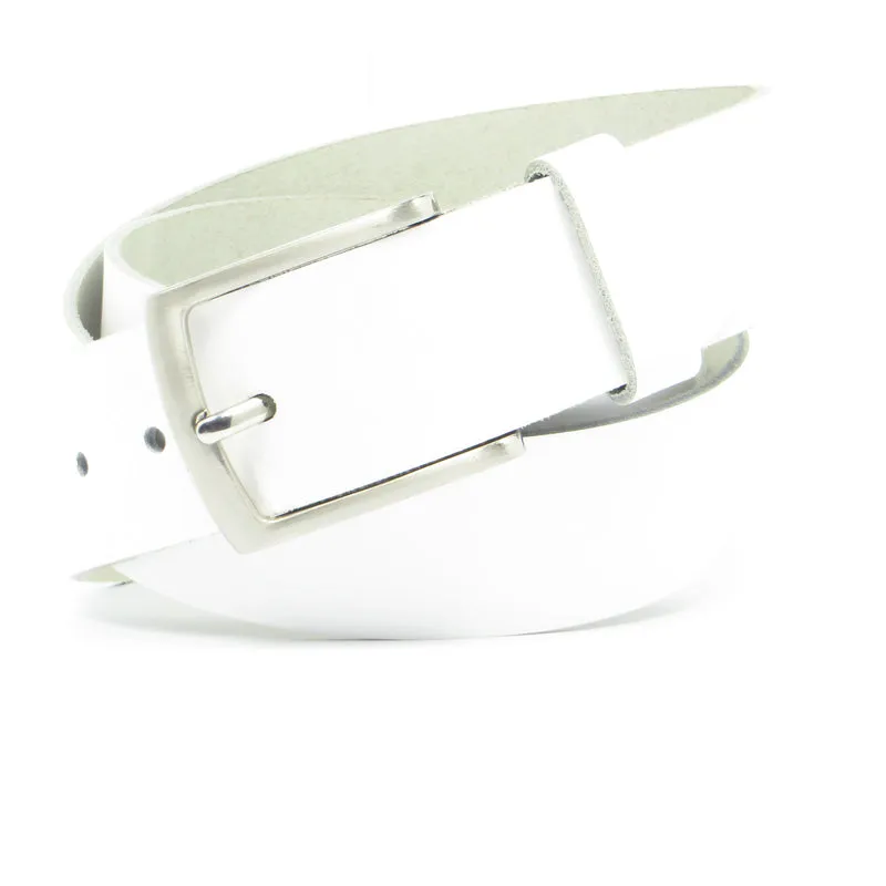 Ledergürtel 4 cm breit weiß aus feinem Rindsleder