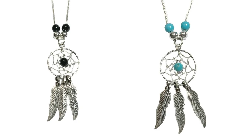 Kette Halskette mit Anhänger Traumfänger Türkis oder Onyx 925er Silber