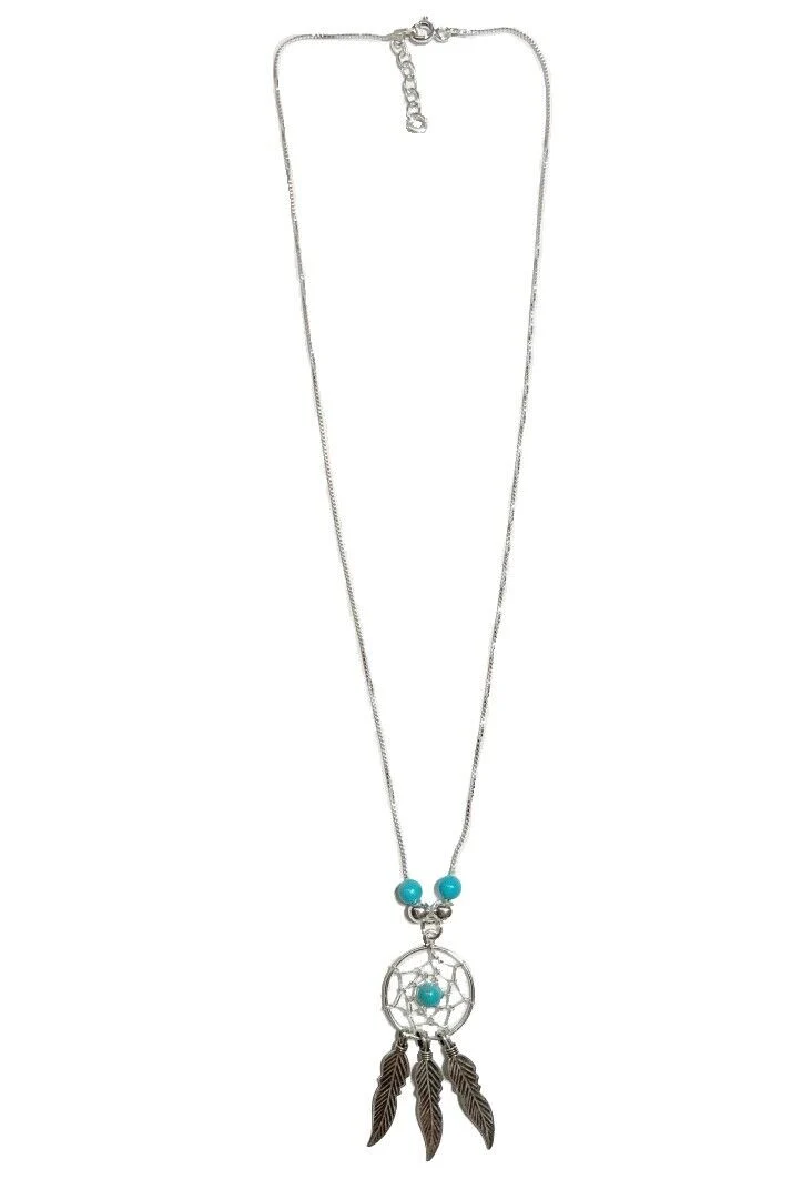 Kette Halskette mit Anhänger Traumfänger Türkis oder Onyx 925er Silber
