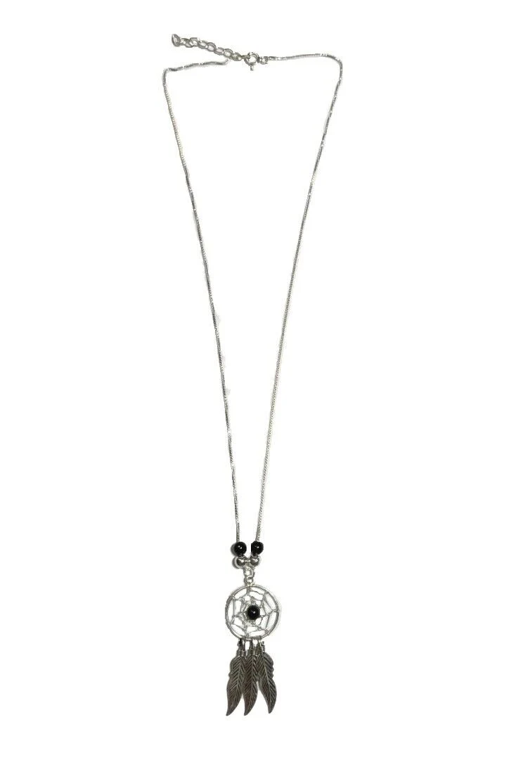 Kette Halskette mit Anhänger Traumfänger Türkis oder Onyx 925er Silber