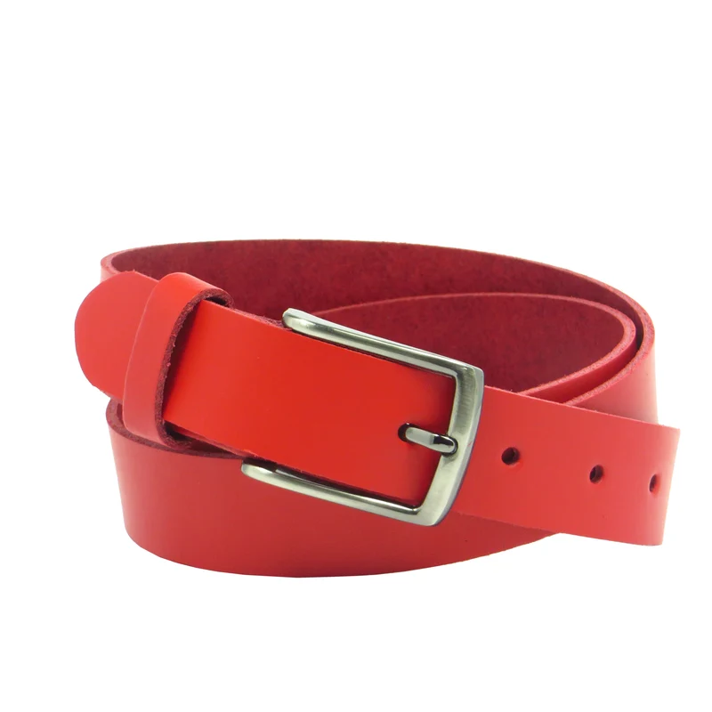 Ledergürtel 3 cm breit rot aus feinem Rindsleder