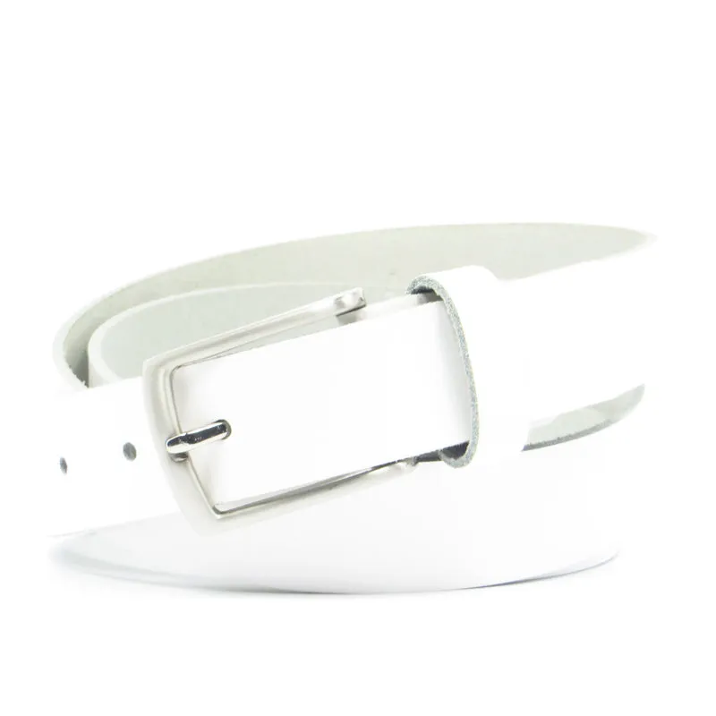 Ledergürtel 3 cm breit weiß aus feinem Rindsleder