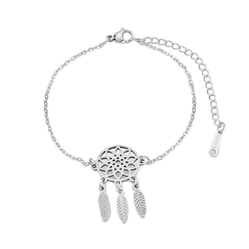 Armband Armkette mit Traumfänger Feder aus Edelstahl Indianerschmuck