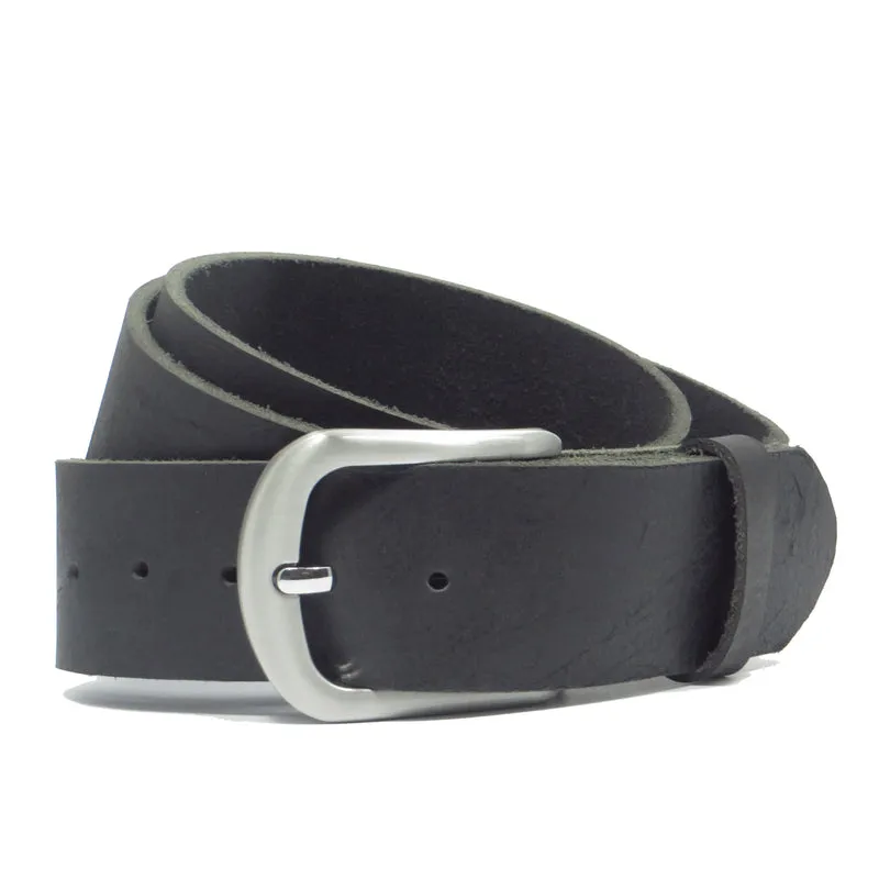 Ledergürtel 4 cm breit schwarz Büffelleder