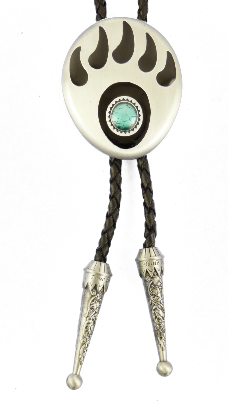 Bolo Tie Westernkrawatte Bärentatze Lederkordel verstellbar mit Clip Line Dance