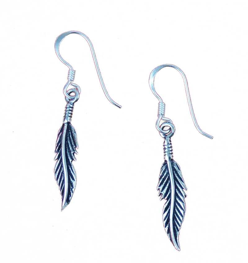 Ohrringe Ohrhänger Feder 925 er Sterling Silber Indianerschmuck