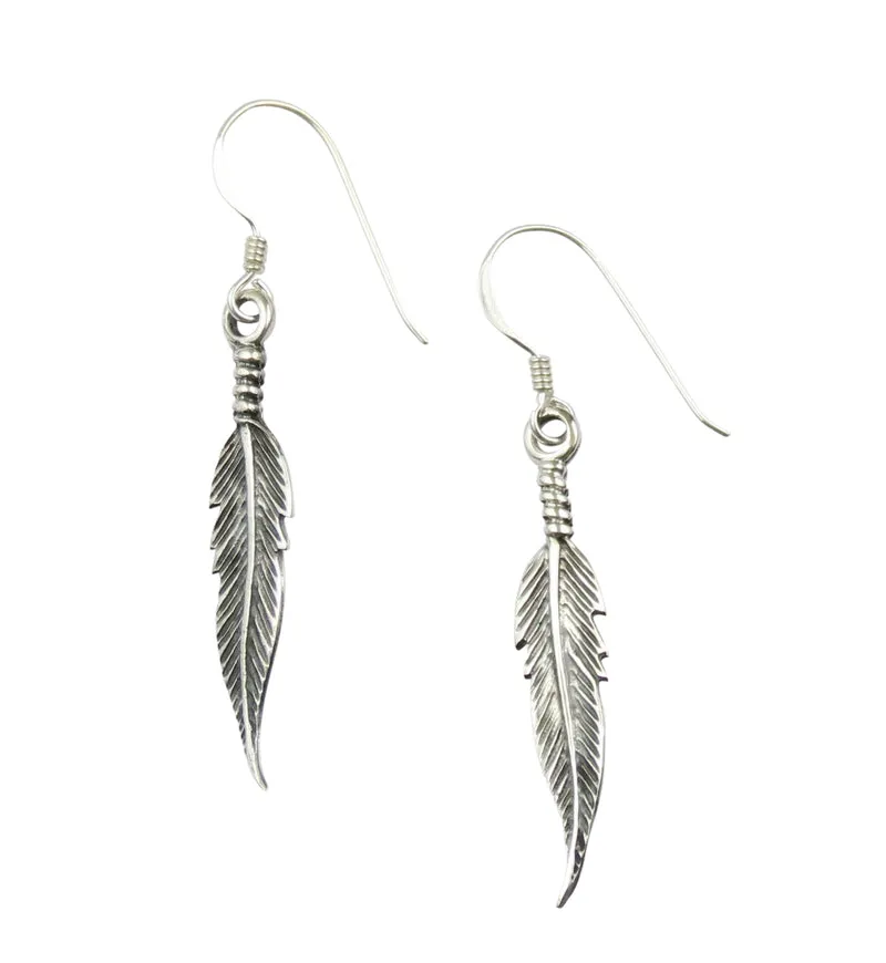 Ohrringe Ohrhänger Feder 925 er Sterling Silber Indianerschmuck