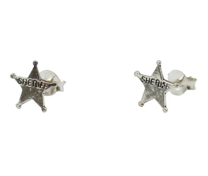 1 Paar Ohrringe, Ohrstecker aus 925er Sterling Silber Sheriffstern Western