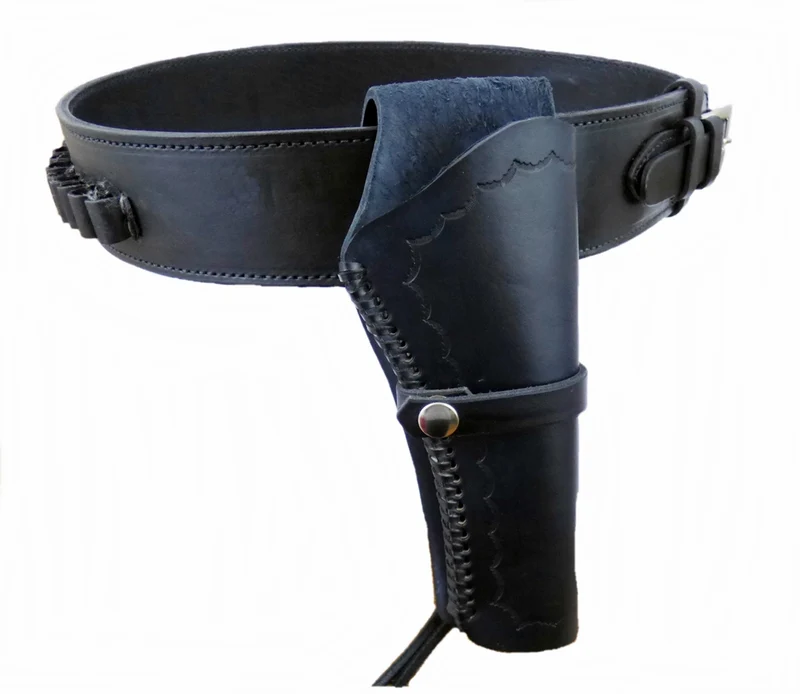 Gürtel + Holster Westernholster mit Patronenschlaufen Rindsleder schwarz