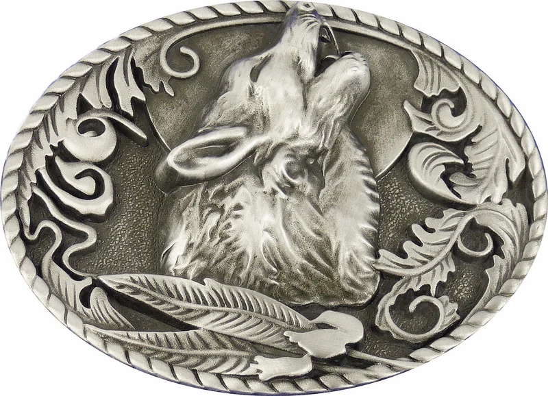 Buckle Gürtelschnalle Gürtelschließe Westernbuckle Heulender Wolf