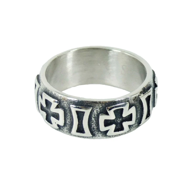 Ring Fingerring Bandring Edelstahl Eisernes Kreuz Biker Rocker