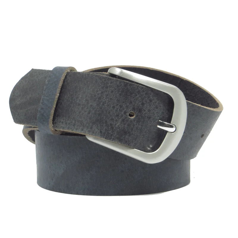 Ledergürtel 4 cm breit blau Büffelleder