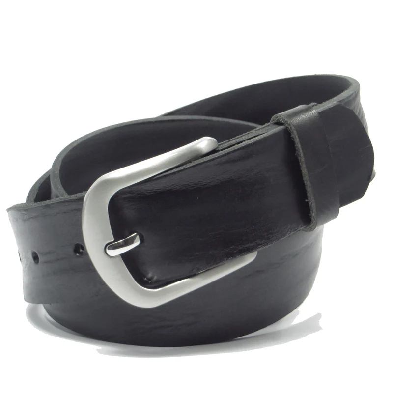 Ledergürtel 4 cm breit schwarz Rindsleder