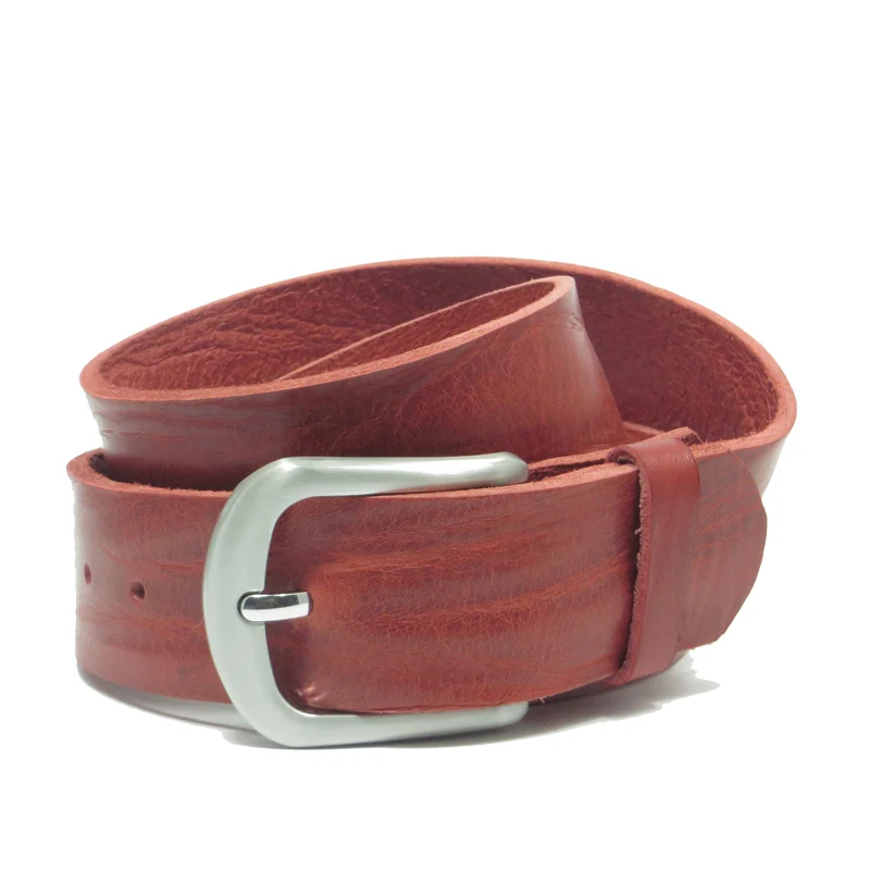 Ledergürtel 4 cm breit rot Rindsleder