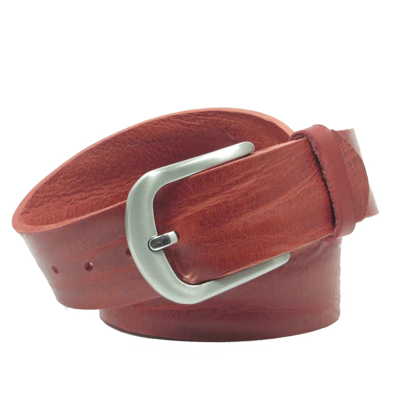 Ledergürtel 4 cm breit rot Rindsleder