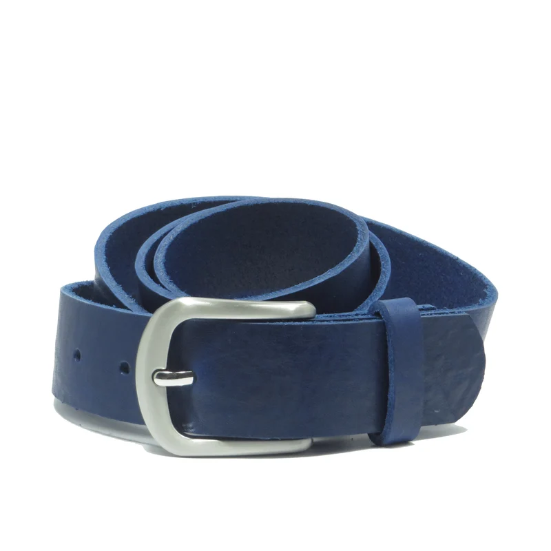 Ledergürtel 4 cm breit dunkelblau Rindsleder