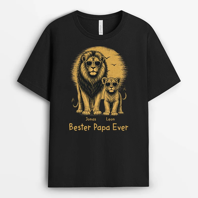 Bester Papa Aller Zeiten - Personalisiertes Geschenk | Löwe Opa Papa Shirt