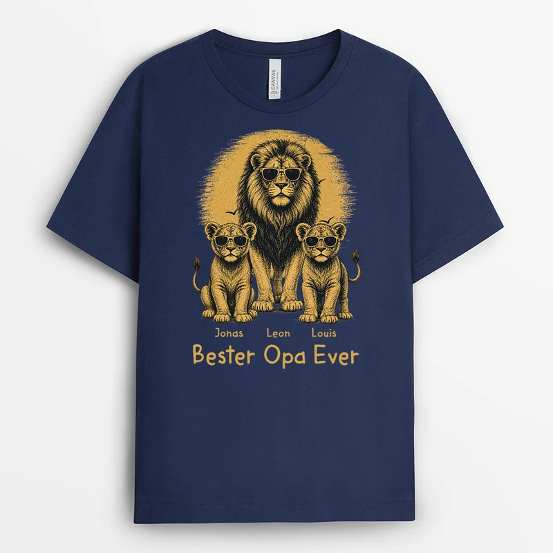Bester Papa Aller Zeiten - Personalisiertes Geschenk | Löwe Opa Papa Shirt