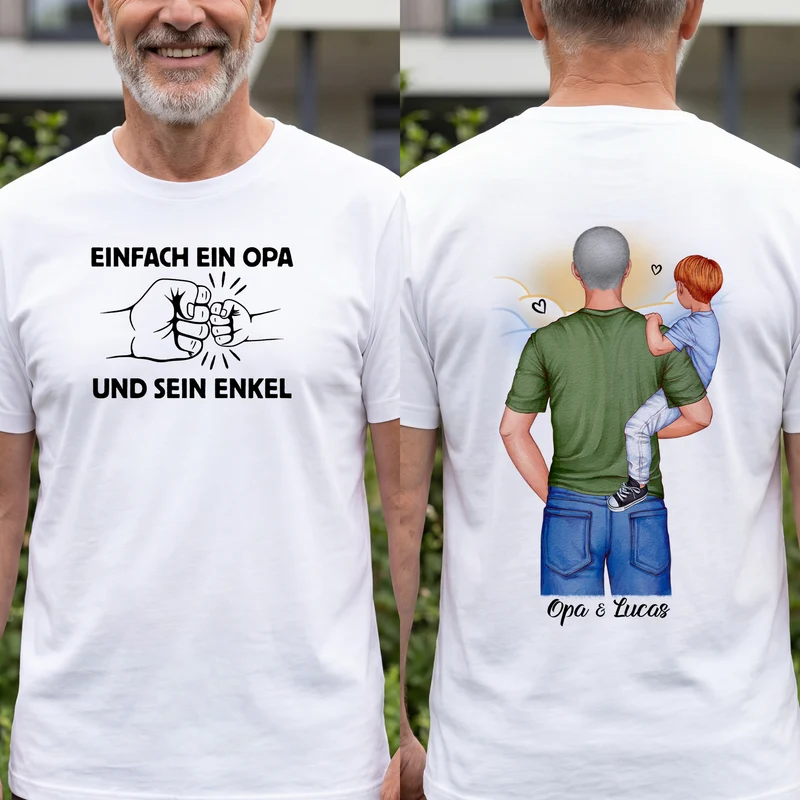 Opa Papa Und Sohn Tochter - Personalisiertes Geschenk | T Shirt Bedrucken Beidseitig