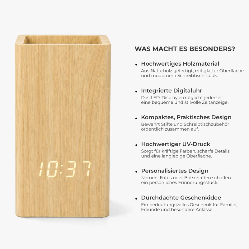 Scheiß Auf Den Vatertag Muttertag Wir Lieben Dich Jeden Tag - Personalisierte Geschenke Familie | Stiftehalter Mit Uhr Papa Mama