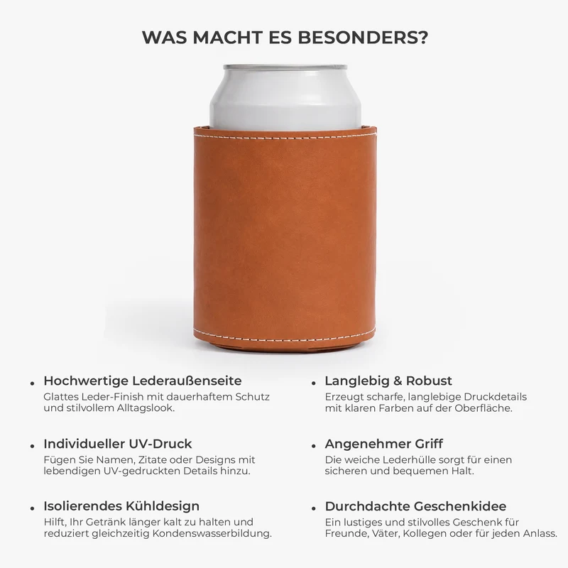 Papas Gang - Personalisiertes Kreuzworträtsel Geschenk | Leder Dosenkühler Papa Opa