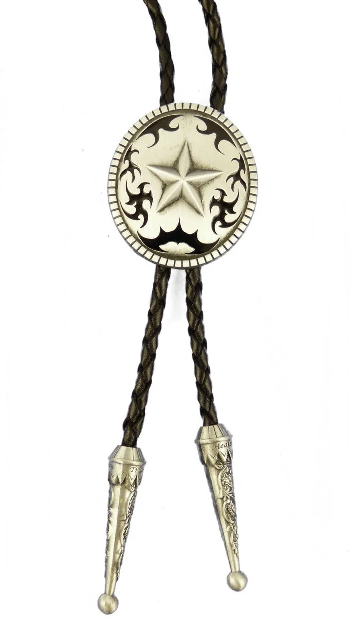 Bolo Tie Westernkrawatte Lone Star Lederkordel verstellbar mit Clip