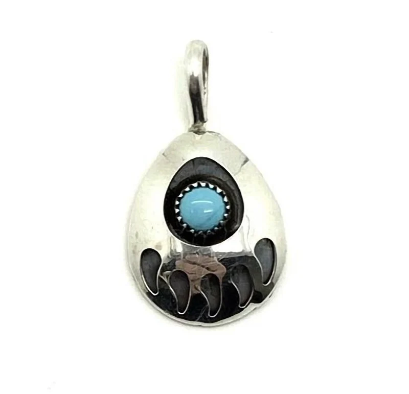 Anhänger Bärentatze mit Türkis 925er Sterling Silber Handarbeit Navajo