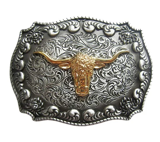 Gürtelschnalle Texas Longhorn Indianer Western 3D Optik für Wechselgürtel Gürtel