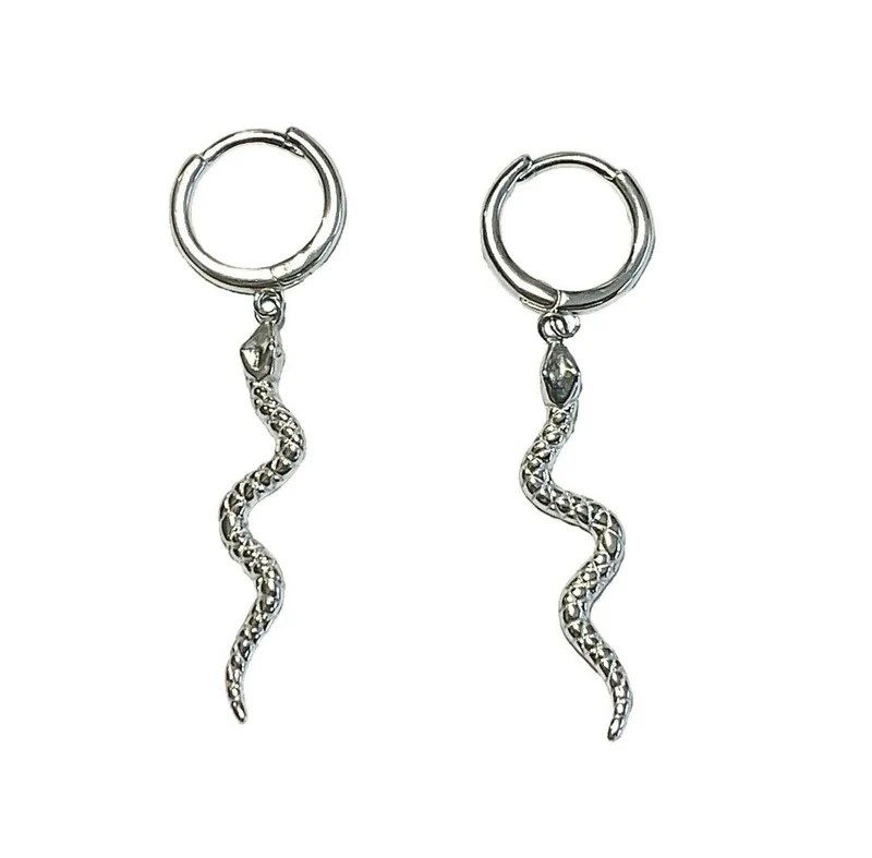 Ohrringe Creolen mit Anhänger Schlange Kobra 925er Sterling Silber