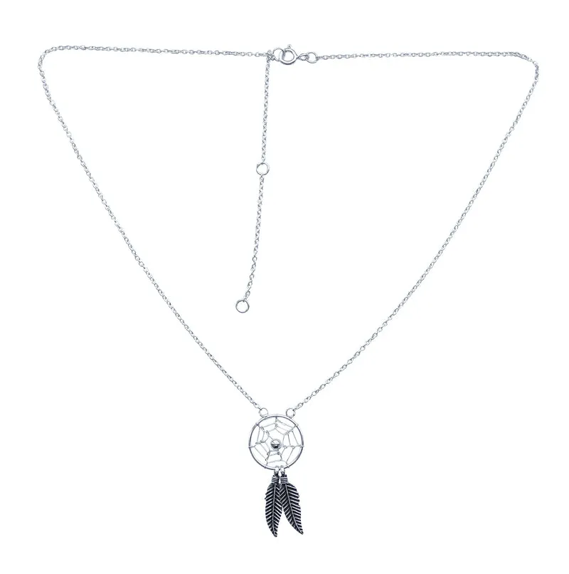 Kette Collier massiv 925er Sterling Silber mit Anhänger Traumfänger Lä einstellb
