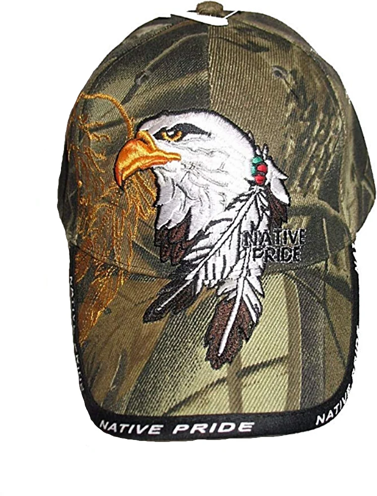 Basecap, Mütze mit Schild und bestickt mit Adler Federn Native Pride