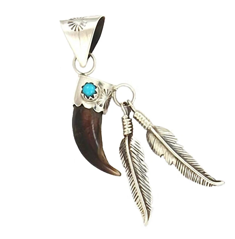 Anhänger Adler mit Kralle und Türkis 925er Sterling Silber Handarbeit Navajo