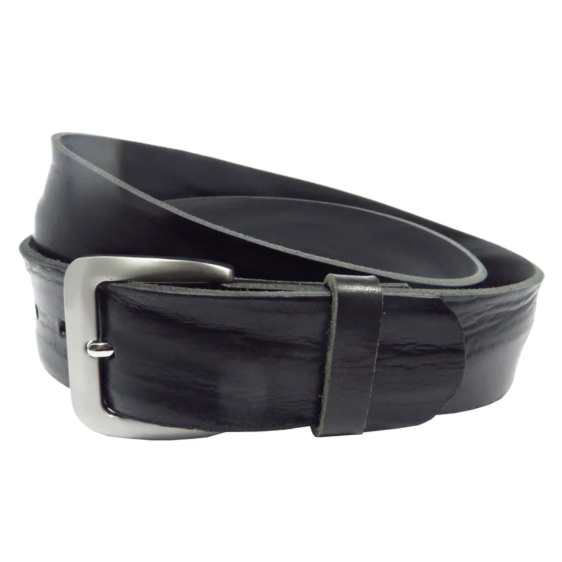 Ledergürtel 4 cm breit schwarz Rindsleder