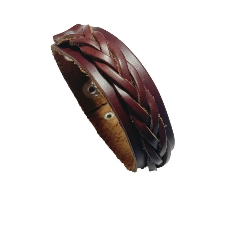 Echt Lederarmband Western Biker braun oder schwarz Flechtung