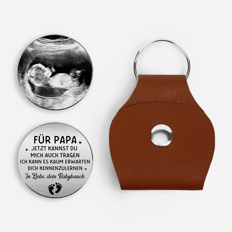 Ich Kann Es Kaum Erwarten - Personalisiertes Geschenk Werdender Papa | Pocket Hug Schlüsselanhänger Ultraschallfoto
