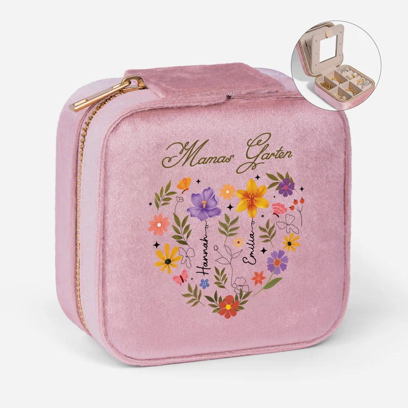 Mamas Garten - Personalisiertes Geschenk | Schmuckkästchen Samt Hell Mama Oma
