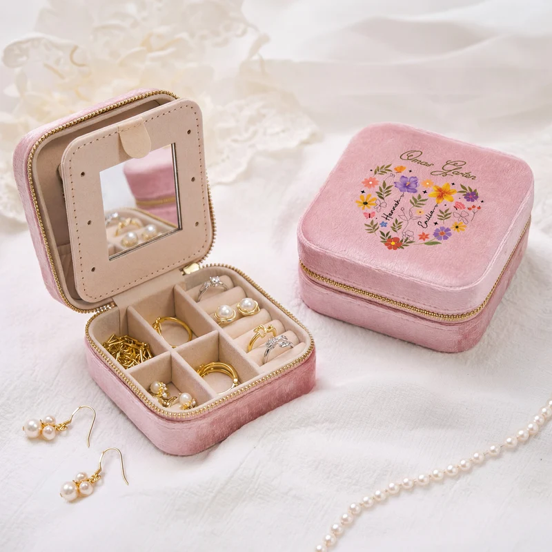 Mamas Garten - Personalisiertes Geschenk | Schmuckkästchen Samt Hell Mama Oma