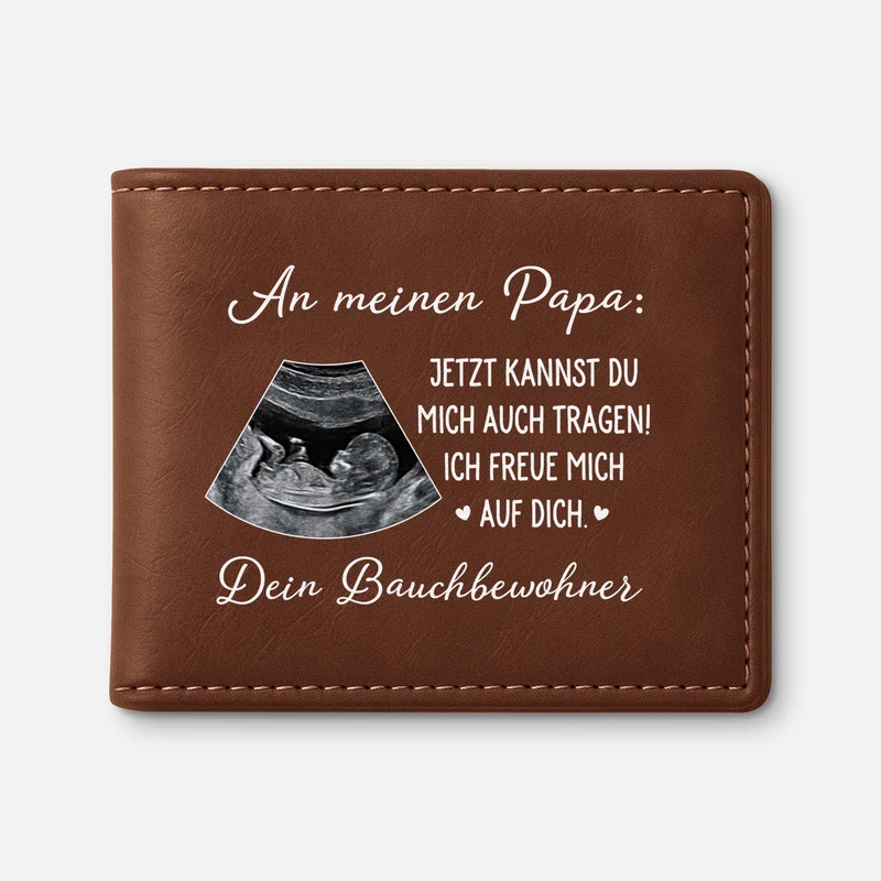 Ich Kann Es Kaum Erwarten Dich Zu Sehen - Personalisiertes Geschenk Werdender Papa | Portemonnaie Herren Ultraschallfoto