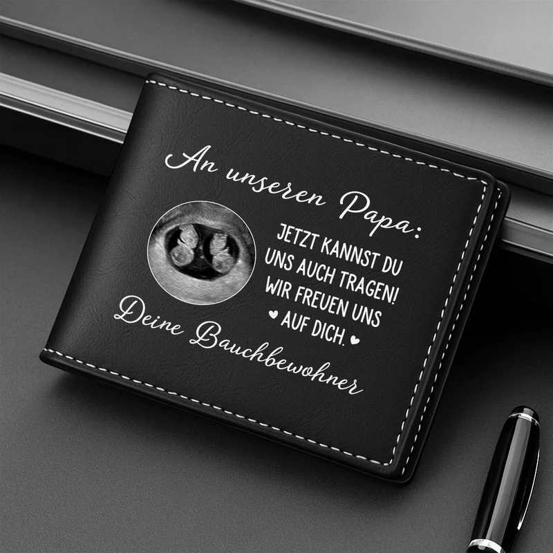 Ich Kann Es Kaum Erwarten Dich Zu Sehen - Personalisiertes Geschenk Werdender Papa | Portemonnaie Herren Ultraschallfoto