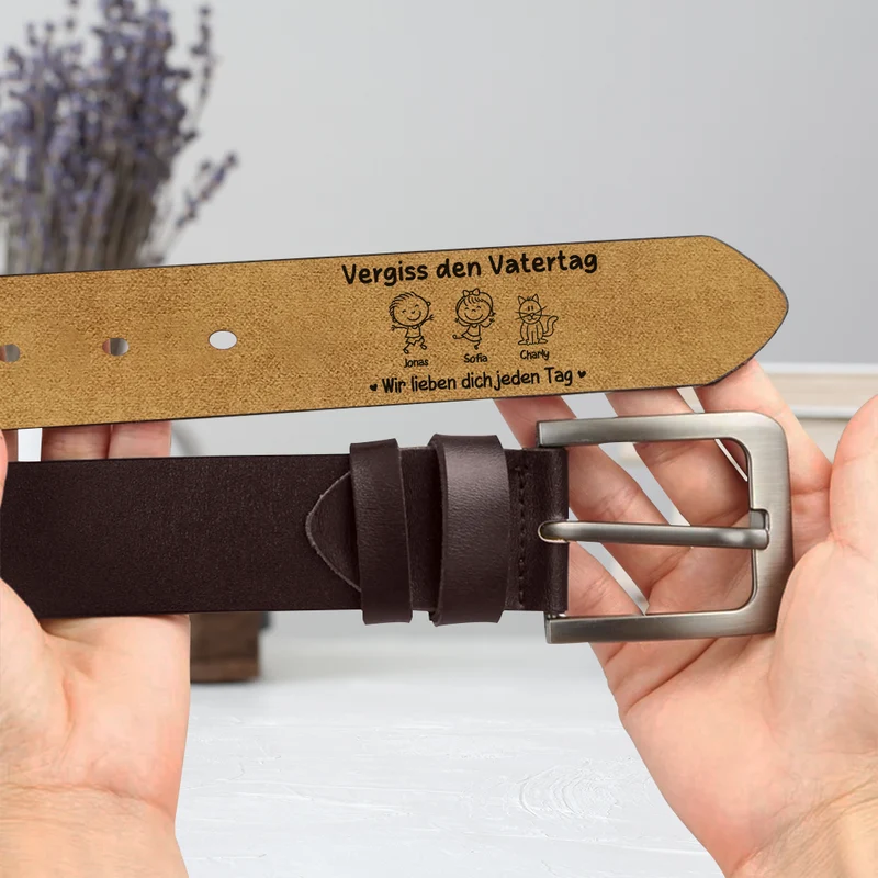 Vergiss Den Vatertag Wir Lieben Dich Jeden Tag - Personalisierte Geschenke Für Papa | Gürtel Strichmännchen