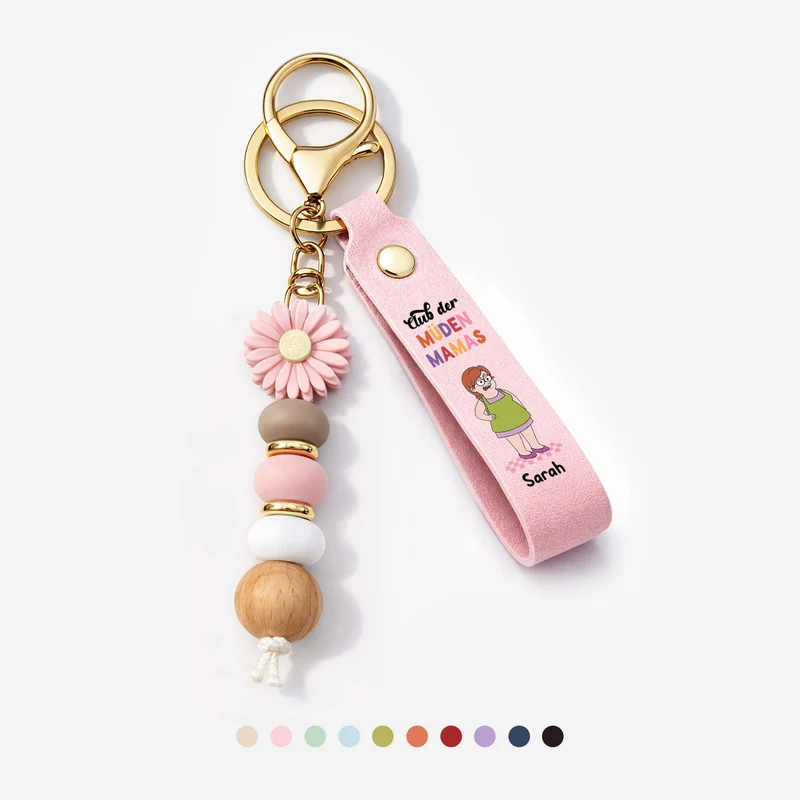 Club Der Müden Mamas - Personalisiertes Geschenk | Daisy Schlüsselanhänger Perlen Mama Oma Papa Opa