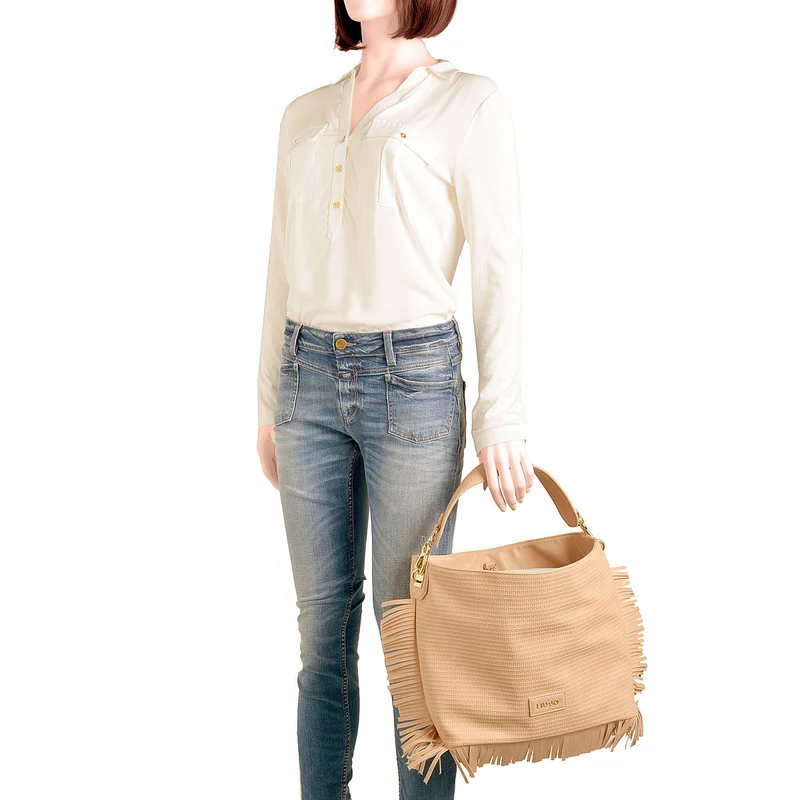 LIU JO Tasche Monospalla mit Fransen in Nude