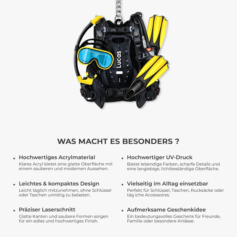 Gerätetauchen - Personalisiertes Geschenk | Acryl Schlüsselanhänger Männer Frauen